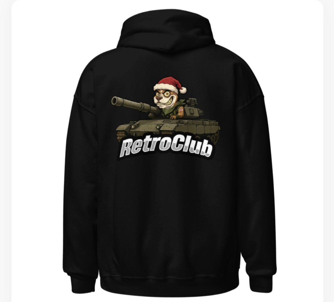 Santa Dog Tank Retro Club Hoodie Black Unisex Funny Christmas Sweatshirt