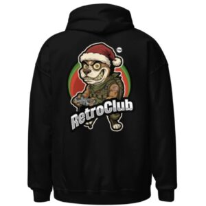 Retro Club Santa Dog black Hoodie Unisex Sweatshirt Christmas Gift XL